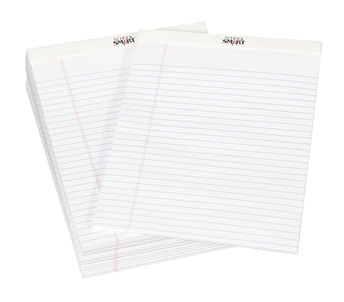 Casafoyer School Smart Perforated Letter Size Legal Pad, 50 Sheets Each, White, Pack of 12 | (2 Units)