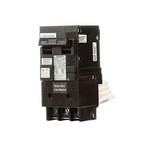 Siemens Qf250A Breaker Ground Fault Circuit Interrupter, 50 Amp, 2 Pole, 240 Volt, 10,000 Aic