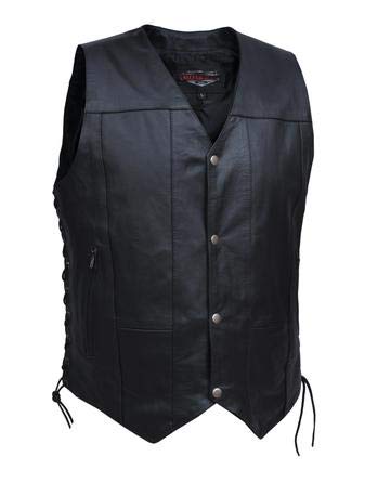 Mens 10-Pocket Vest COW HIDE SKIN ,BLK ,3XL