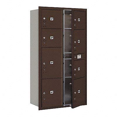 Maximum Height Recessed Mounted 4C Horizontal Parcel Locker with 8 Parcel Lockers in Bronze with USPS Access - Front Loading