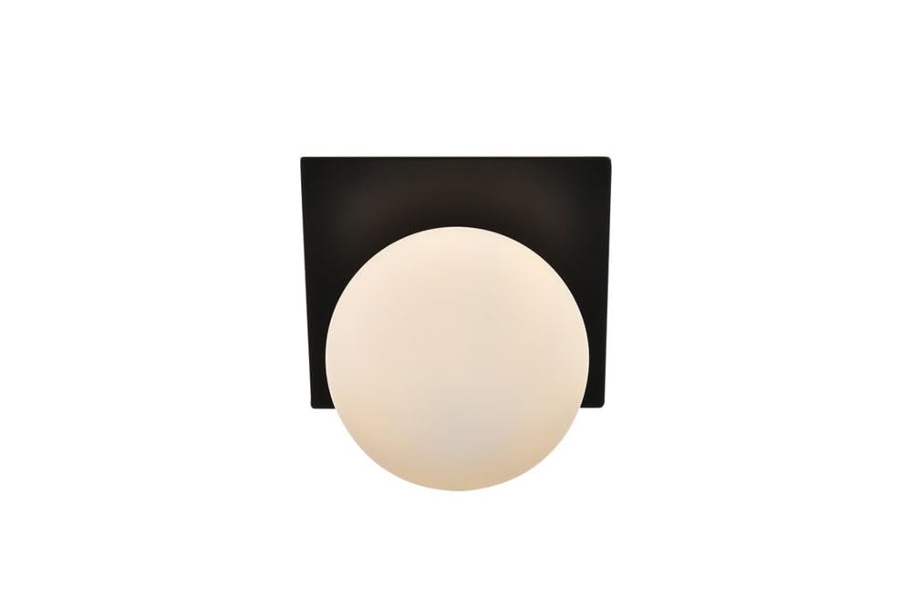 Living District Jillian 1-Light Iron & Glass Bath Sconce In Black/Frosted White