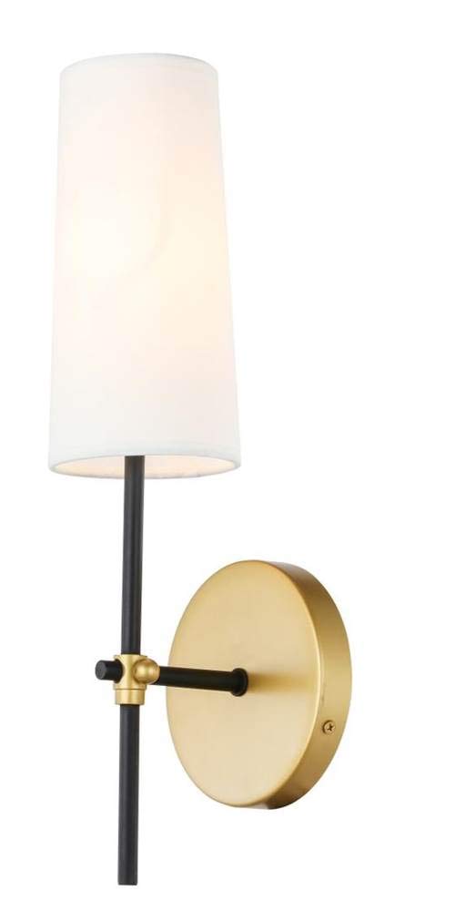 Living District Mel 1-Light Metal & Fabric Wall Sconce In Brass And Black