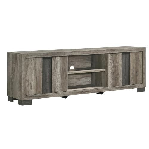 Amey TV Stand Media Cabinet, 2 Sliding Door and 2 Shelves, Gray Wood