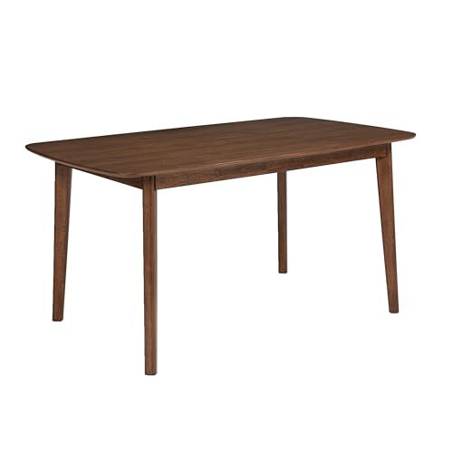 Lexy Rectangular Dining Table, Angled Legs, Walnut Solid Wood, 71 Inch