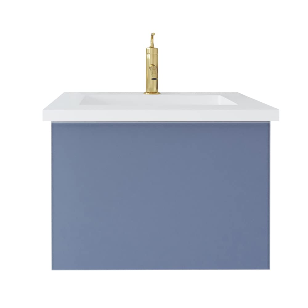 Vitri 24 - Nautical Blue Cabinet + Matte White VIVA Stone Solid Surface Countertop