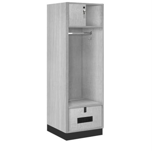 Salsbury 24 Wide Premier Wood Open Access Locker - 6 Feet High - 24 Inches Deep - Silver Teak - Silver Hasps