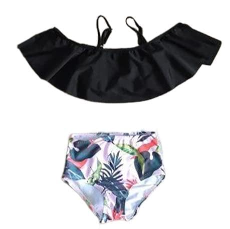 AL Limited Girls 2 piece Black Ruffle Bikini bathing suit