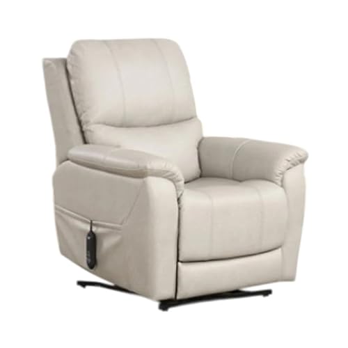 Lift Chair with Power Headrest, Light Gray Faux Leather, USB Charging