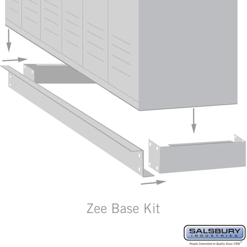 Zee Base Kit - 4 Inches High, 6 Foot Length - for 21 Inch Deep Metal Lockers (Includes 6 Foot Front Base, 2 End Bases, Corner Splicer and 4 Rear Legs) - Gray