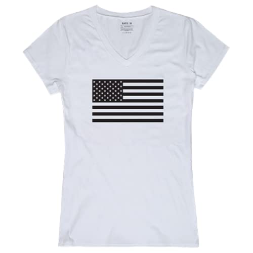 Graphic V-Neck, Tonal Flag, White, L