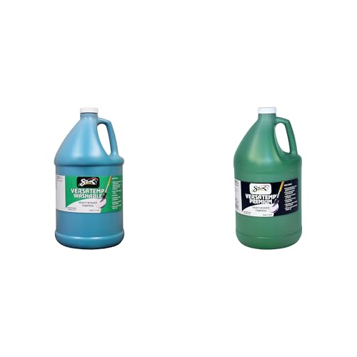 Casafoyer Washable Versatemp Heavy Bodied Tempera Paint, Turquoise & Green, 1 Gallon Combo Kit  Perfect for Art Projects and Classroom Creativity