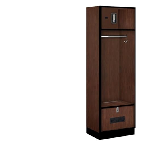 Salsbury 24 Wide Designer Wood Open Access Locker - 6 Feet High - 18 Inches Deep - Mahogany - Silver Electronic Locks