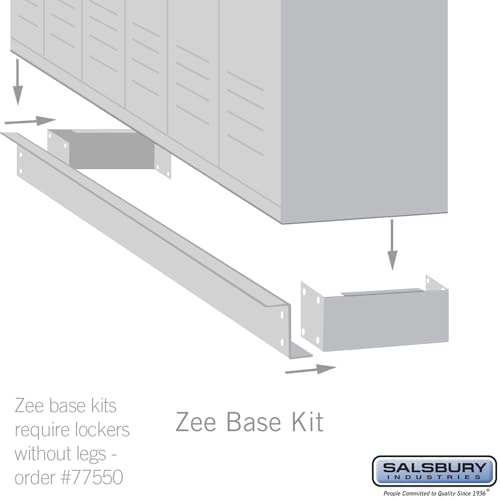 Zee Base Kit - 4 Inches High, 6 Foot Length - for 12 Inch Deep Metal Lockers (Includes 6 Foot Front Base, 2 End Bases, Corner Splicer and 4 Rear Legs) - Blue