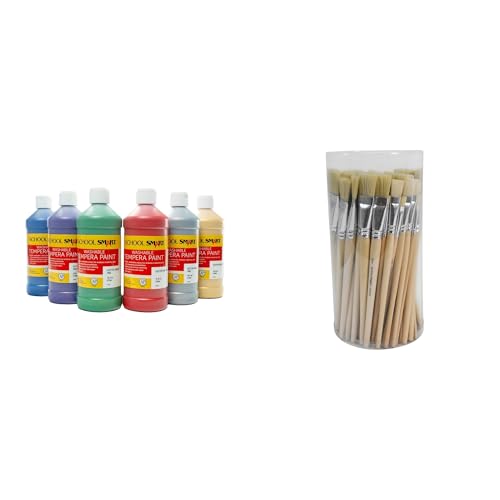 Casafoyer Washable Tempera Paints and Interlocked White Paint Brushes Combo Kit for Arts and Crafts Creativity