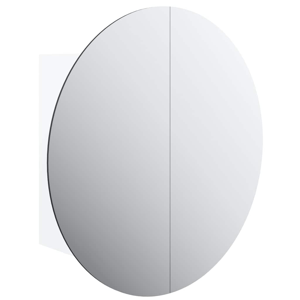 vidaXL Bathroom Cabinet with Round Mirror&LED White 15.7x15.7"x6.9"