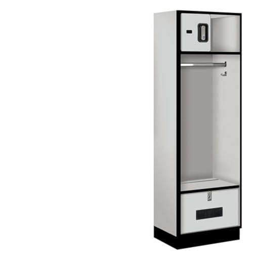 Salsbury 24 Wide Designer Wood Open Access Locker - 6 Feet High - 18 Inches Deep - Gray - Silver Electronic Locks
