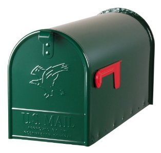 Gibraltar Mailboxes Elite Galvanized Steel Post Mounted Hartford Green Mailbox 10-12 In. H X 8-34 In. W X 22-14 In. L