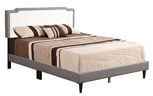 Deb Light Grey Tufted Queen Panel Bed