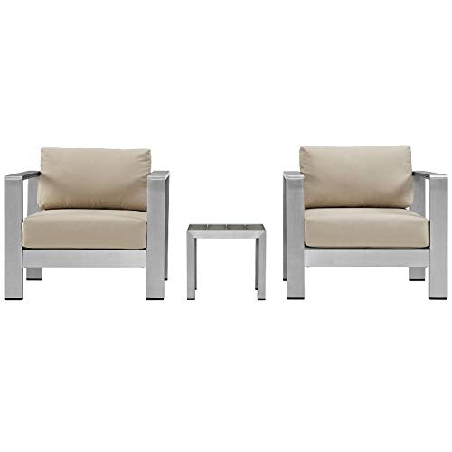Shore 3 Piece Outdoor Patio Aluminum Sectional Sofa Set