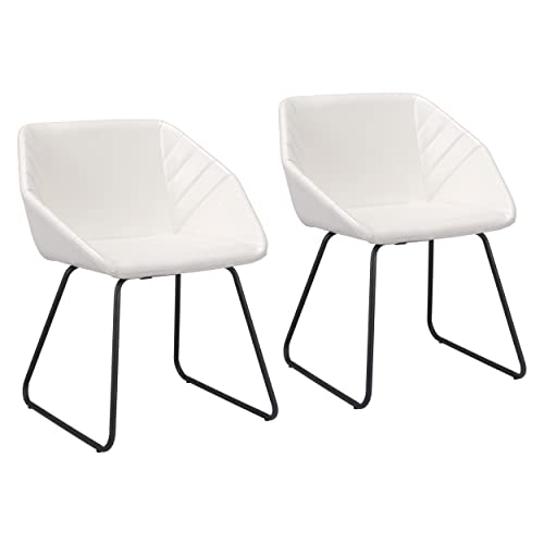 Zuo Modern - Miguel Dining Chair (Set Of 2) White - Modern - Seating - Steel, Plywood, Foam, 100% Polyurethane - Indoor - 31.1In Height