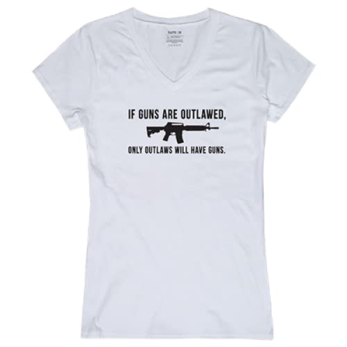 Graphic V-Neck, Outlawed, White, 2X