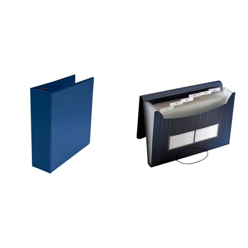Casafoyer Polypropylene D-Ring View Binder & Poly Expanding File Combo Kit for Organized Document Management