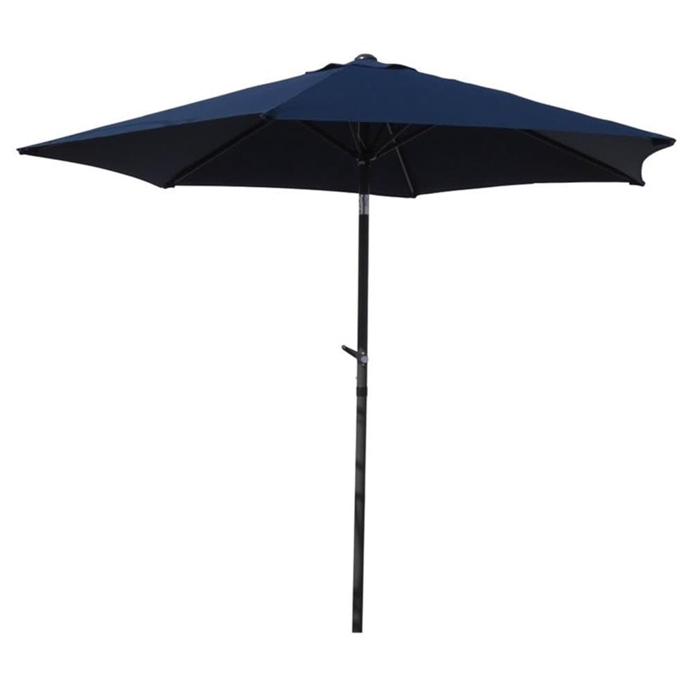 St. Kitts Aluminum Tilt and Crank 8-foot Outdoor Umbrella - Dark Grey/Navy Blue