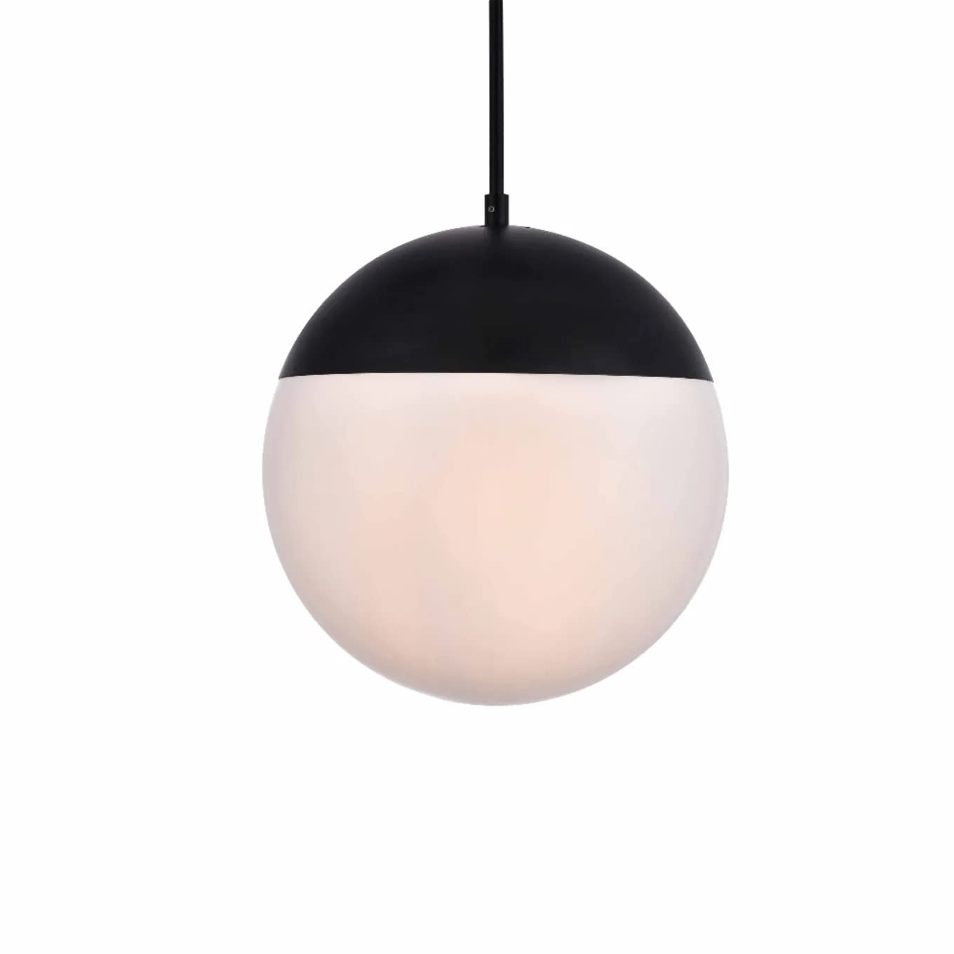 Eclipse 1 Light Black Pendant With Frosted White Glass