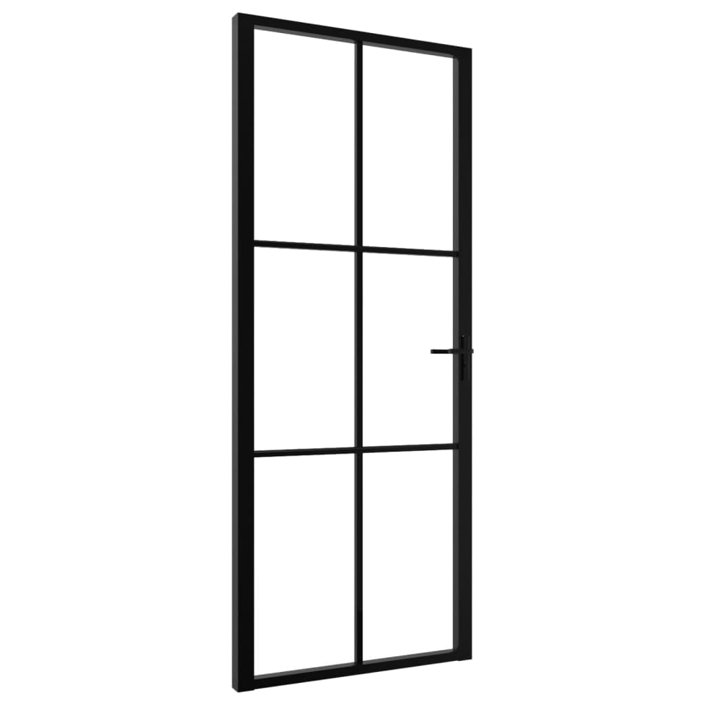 vidaXL Interior Door ESG Glass and Aluminum 32.7x79.3” Black