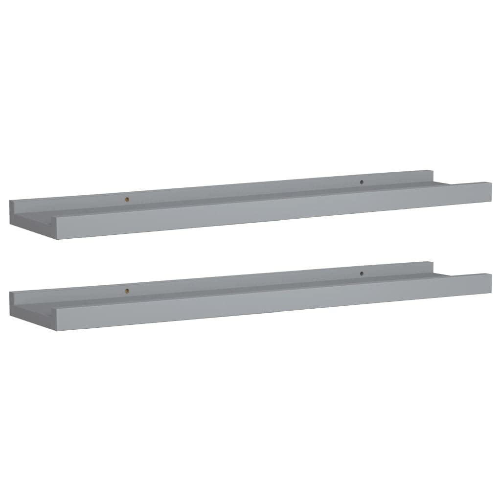 vidaXL Picture Frame Ledge Shelves 2 pcs Gray 23.6x3.5??1.2??MDF