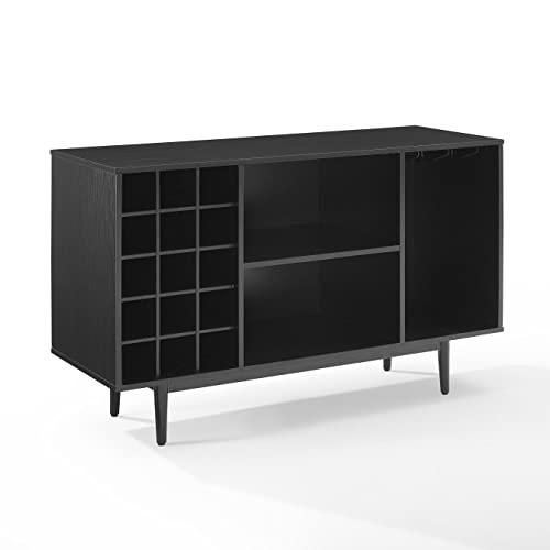 Casafoyer Furniture Liam Mid Century Wine Rack Sideboard Buffet Cabinet with Storage, Black