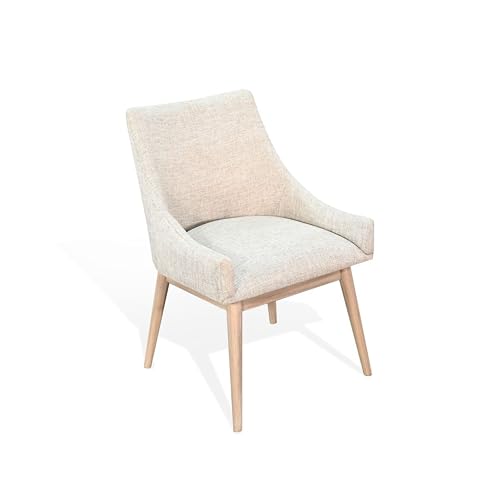 Livvy Low Back Dining Chair Set of 2, Light Gray Fabric, Wheat Brown Wood
