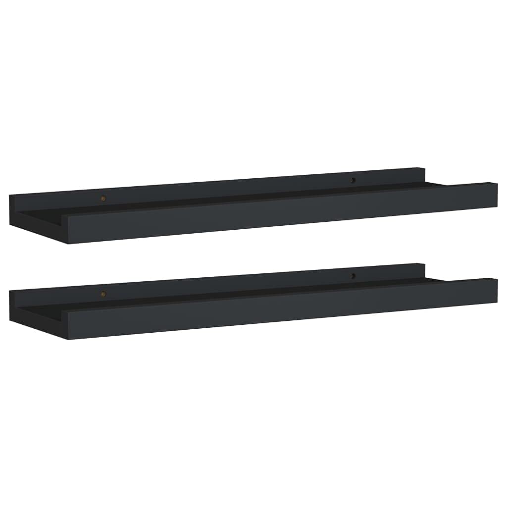 vidaXL Picture Frame Ledge Shelves 2 pcs Black 15.7x3.5??1.2??MDF