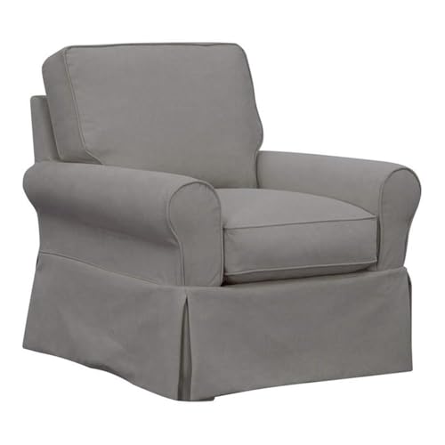 Sunset Trading Horizon Slipcovered Swivel Rocking Chair | Stain Resistant Performance Fabric | Gray