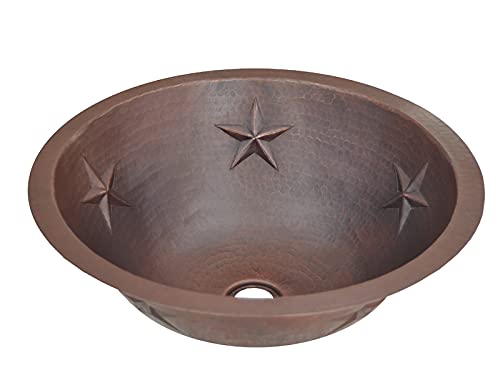 INNOVA COPPER ROUND BATH SINK 5 STARS DESIGN FLAT LIP 15X15X5 G18 DARK BROWN