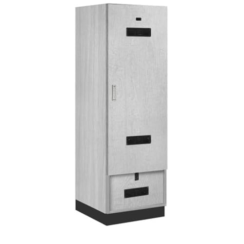 Salsbury 24 Wide Premier Wood Gear Locker - 6 Feet High - 24 Inches Deep - Silver Teak - Silver Electronic Locks
