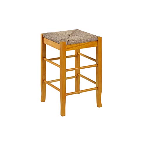 Boraam Square Rush Seat Counter Height Stool, 24-Inch, Oak