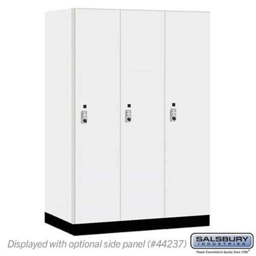 Salsbury 18 Wide Premier Wood Locker-Single Tier-3 Wide-6 Feet High-24” Deep-Arctic White-Silver Resettable Combination Locks