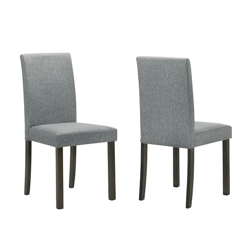 Muly Side Dining Chair Set of 4, Fabric Seating, Gray Brown Wood