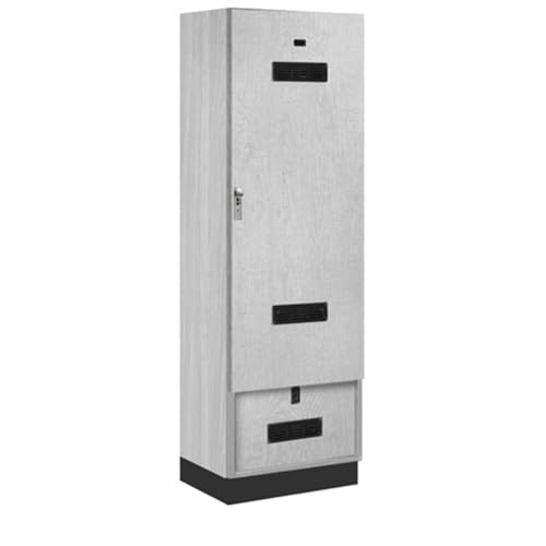 Salsbury 24 Wide Premier Wood Gear Locker - 6 Feet High - 18 Inches Deep - Silver Teak - Silver Hasps