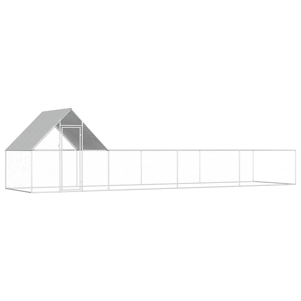vidaXL Chicken Coop 26.2x6.6x6.6 Galvanized Steel