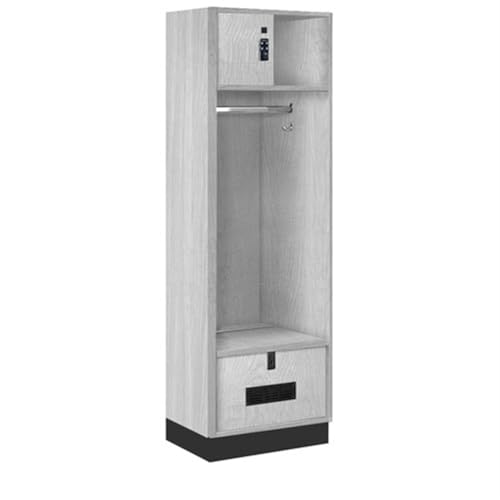 Salsbury 24 Wide Premier Wood Open Access Locker - 6 Feet High - 18 Inches Deep - Silver Teak - Black Resettable Locks
