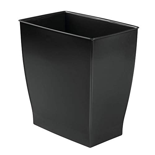 Idesign Spa Rectangular Trash Can For Bath, Bedroom, Office - 1125 X 75 X 12, 25 Gallon, Black