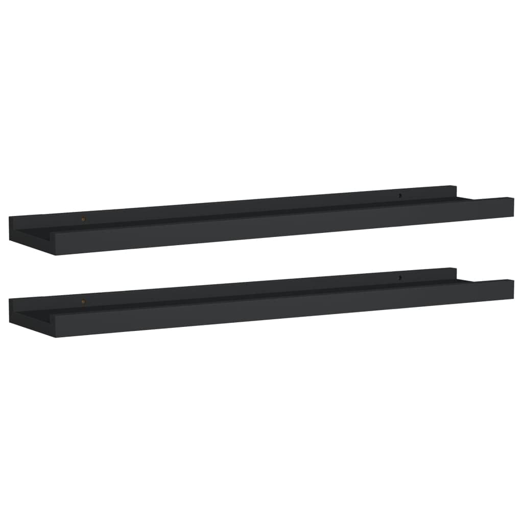 vidaXL Picture Frame Ledge Shelves 2 pcs Black 23.6x3.5??1.2??MDF