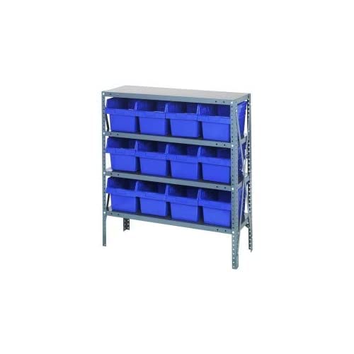 4 Shelf Open Unit W/12 Bins Blue