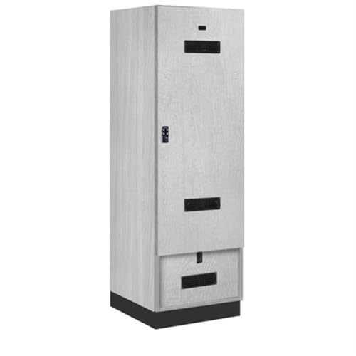 Salsbury 24 Wide Premier Wood Gear Locker - 6 Feet High - 24 Inches Deep - Silver Teak - Black Resettable Locks