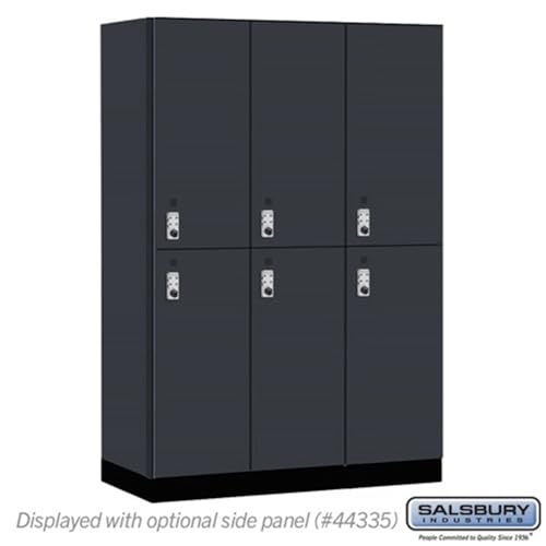 Salsbury 18 Wide Premier Wood Locker-Double Tier-3 Wide-6 Feet High-21” Deep-Carbon Mesh-Silver Resettable Combination Locks