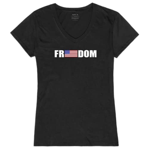Graphic V-Neck, Freedom, Black, XL