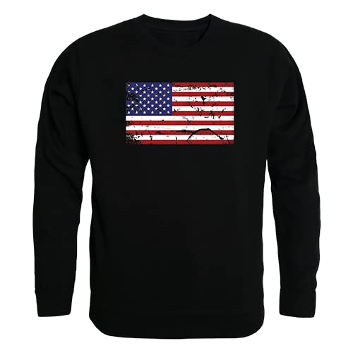 Graphic Crewneck, US Flag 2, Black, 2X