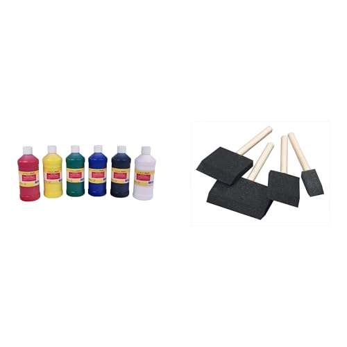 Casafoyer Washable Finger Paints and Wedge Foam Paint Brush Set Combo Kit for Creative Art Projects